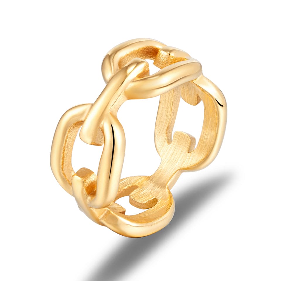Box Chain Gold Plated Stainless Steel Ring