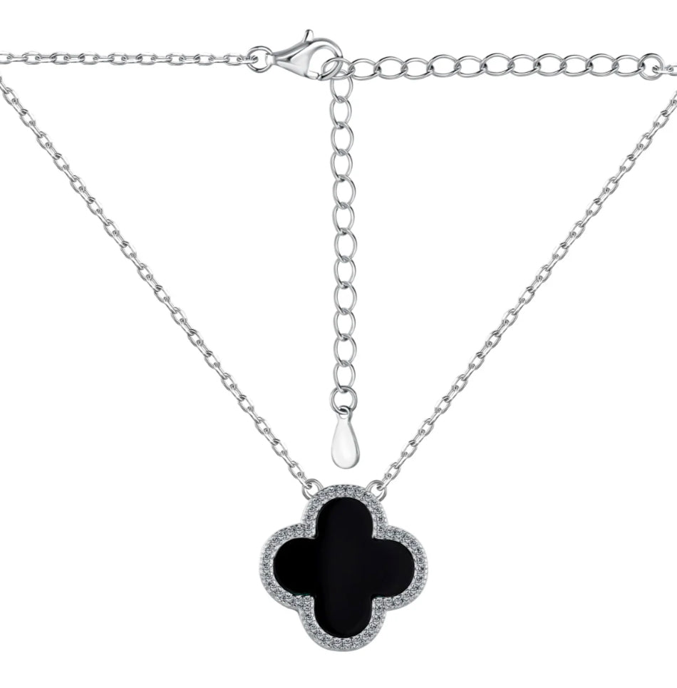 Black Sterling Silver Clover Necklace Adascious Empire