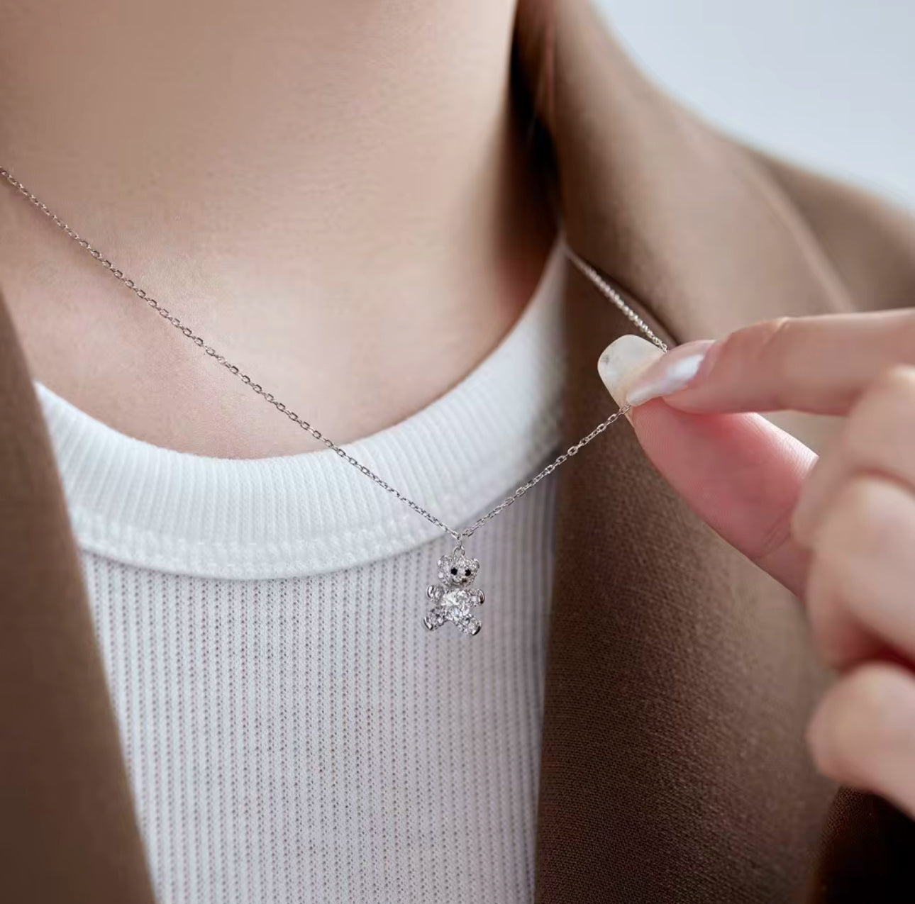 Sterling Silver Mini Bear Necklace Adascious Empire
