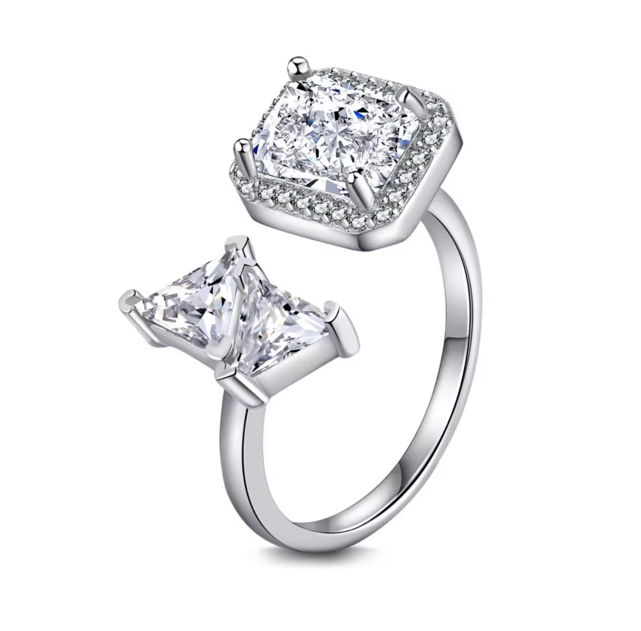 Raiha Sterling Silver Adjustable Double Stone Ring. Adascious Empire