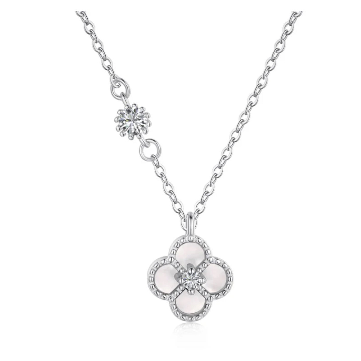 veekee Silver Clover Necklace