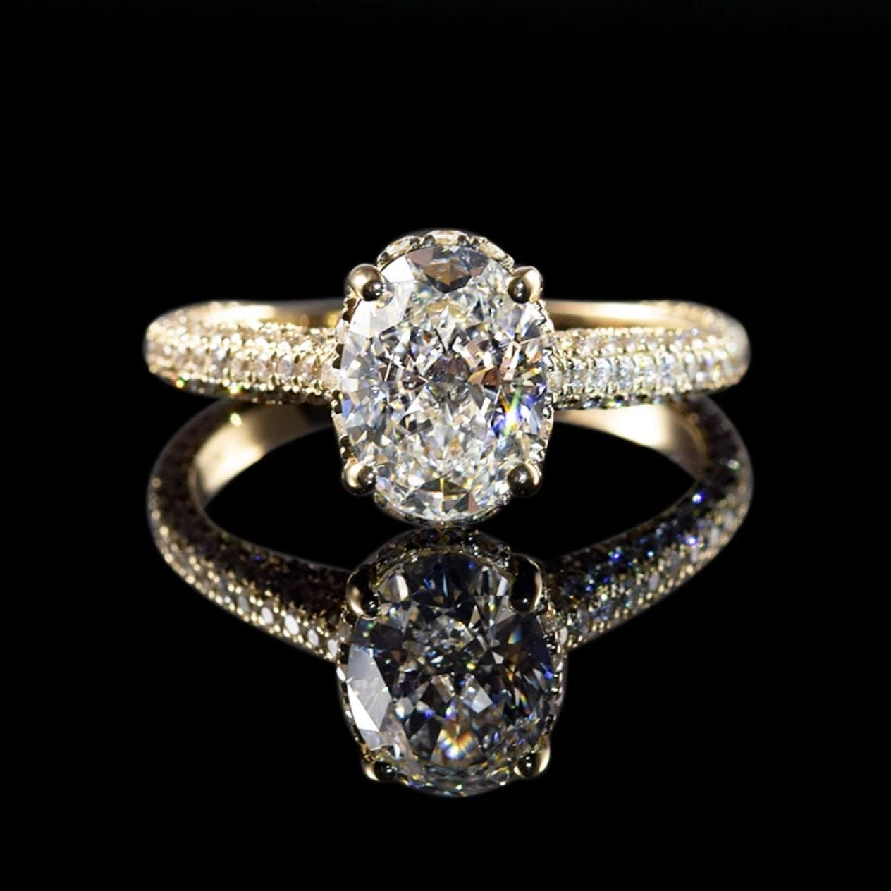 10k Moissanite oval cut Solitaire Ring