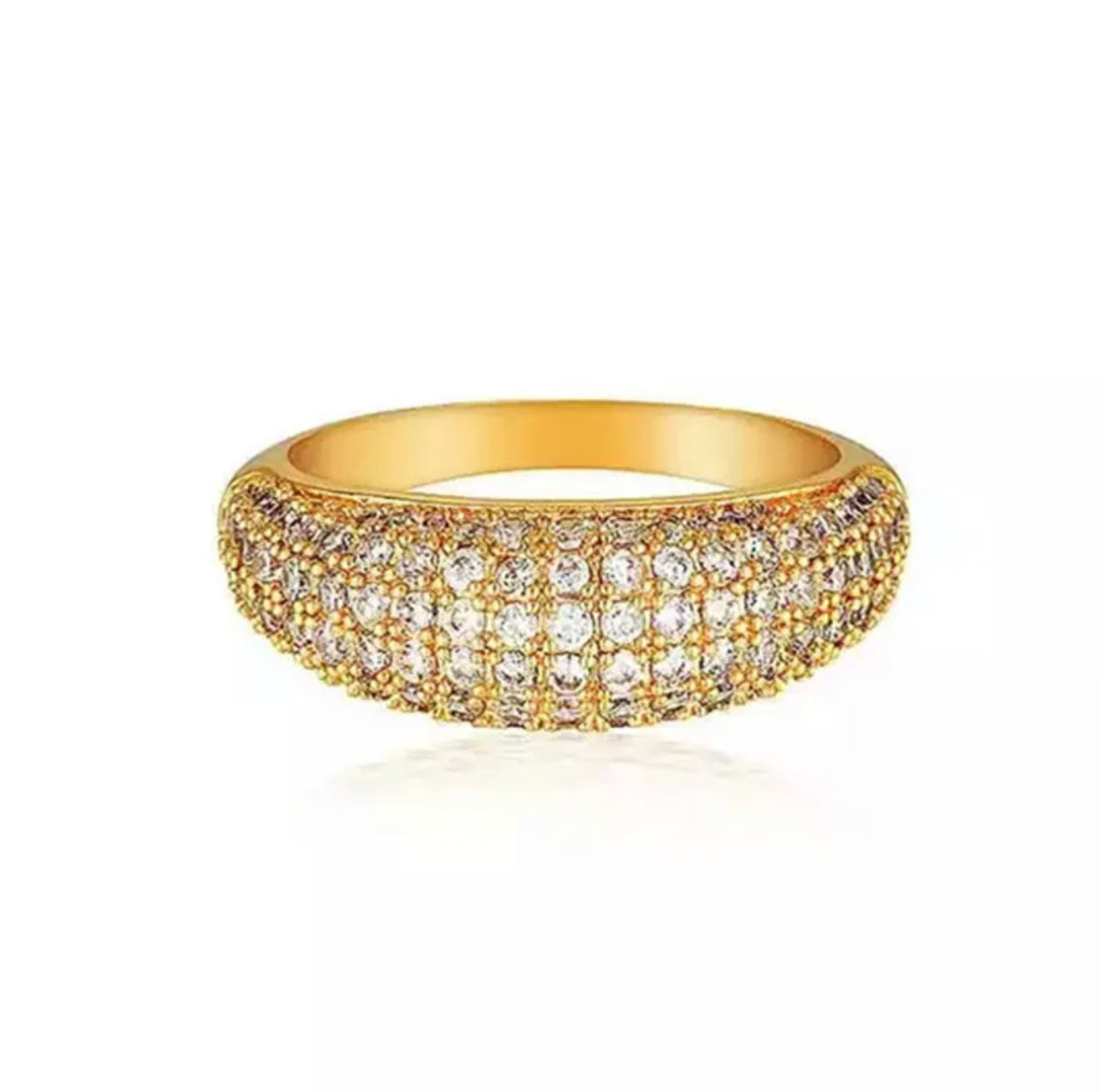 Crystal Large Zirconium 18K Gold Plated Ring Adascious Empire
