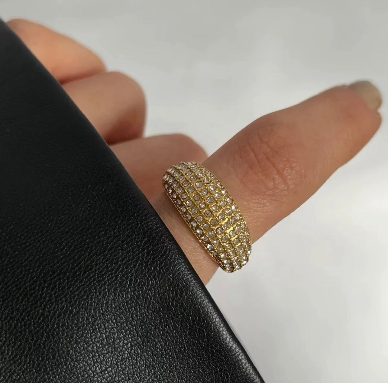 Crystal Large Zirconium 18K Gold Plated Ring Adascious Empire