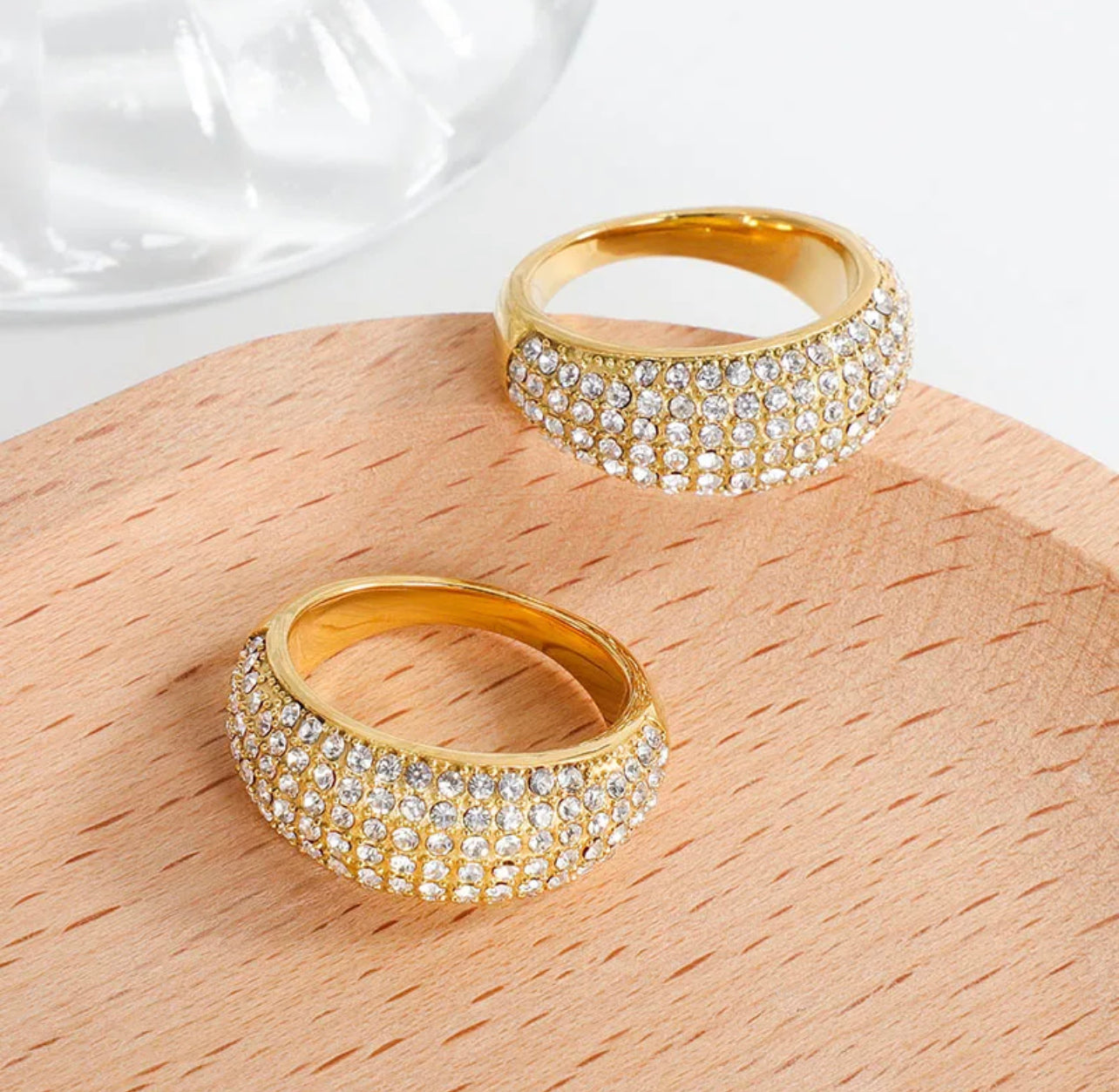 Crystal Large Zirconium 18K Gold Plated Ring Adascious Empire