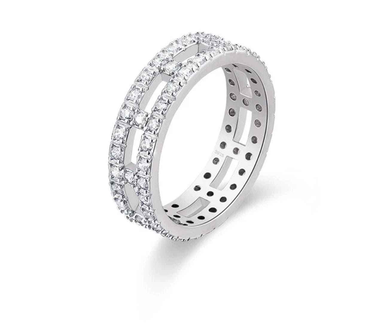 Kaiser 925 Sterling Silver Diamond 5A Cubic Zirconia Diamond Rings Adascious Empire