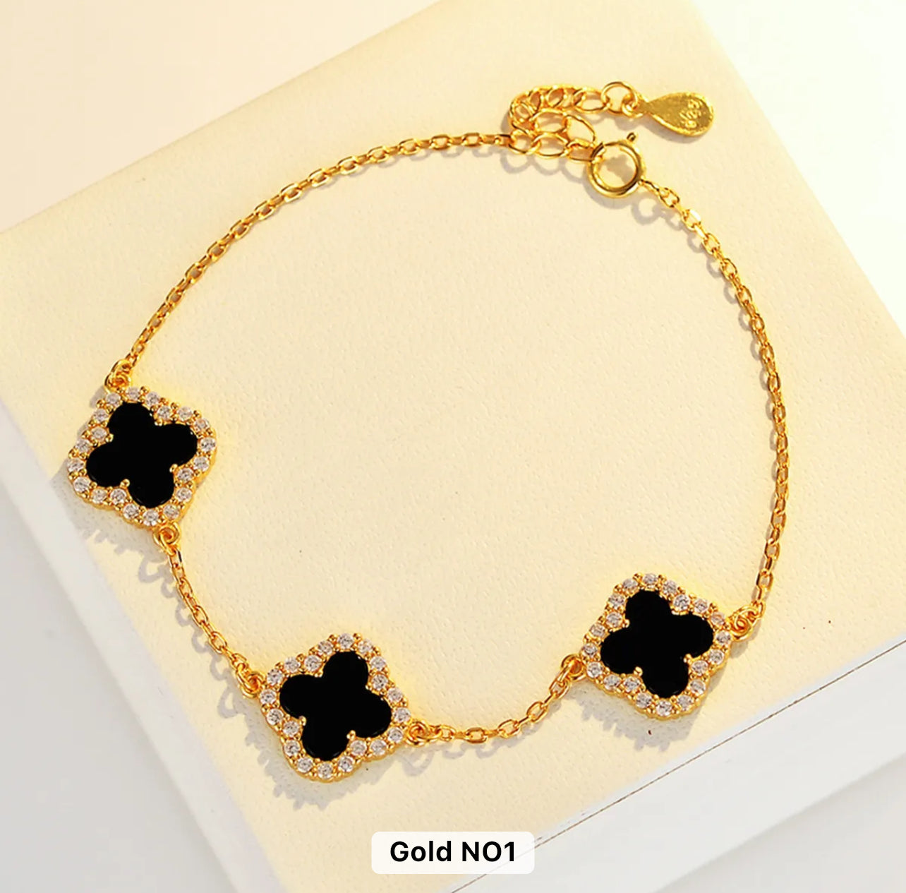 Luxury Stone Filled 18k Gold Plated Clover Bracelet