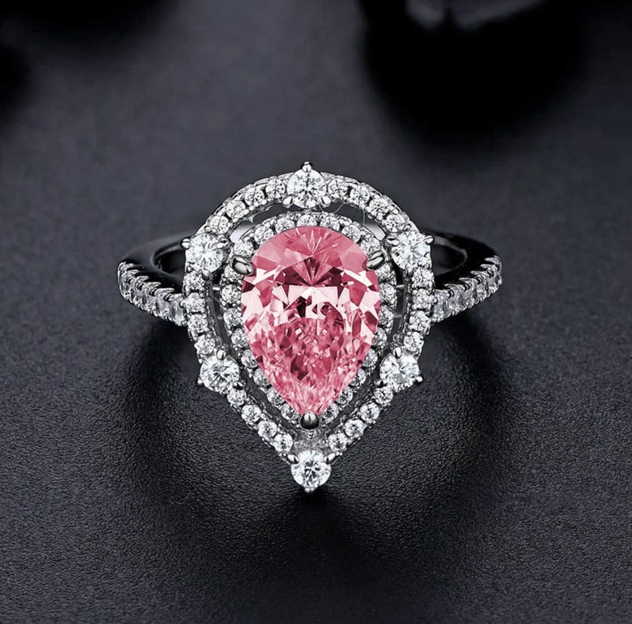 Hainon Pink Silver S925 Sterling Silver Zircon Engagement Rings