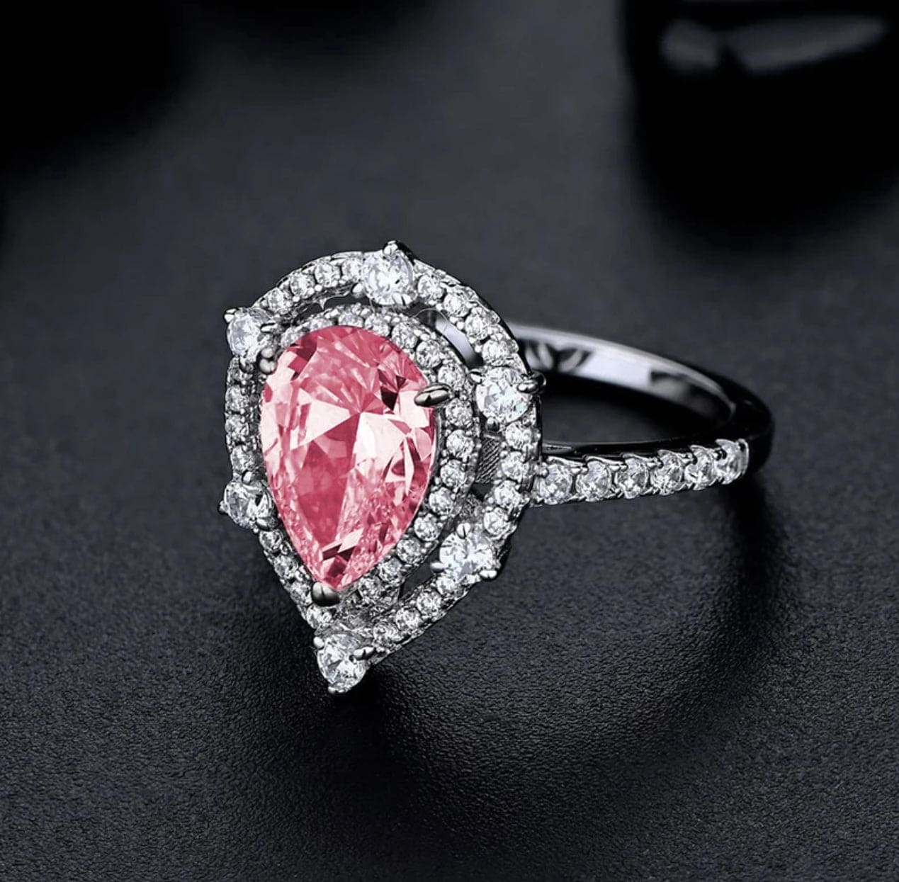 Hainon Pink Silver S925 Sterling Silver Zircon Engagement Rings