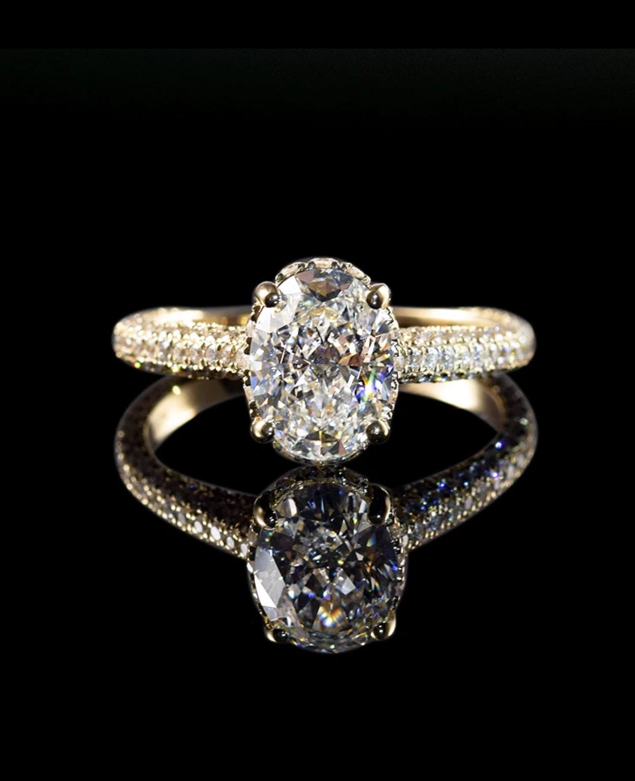 10k Moissanite oval cut Solitaire Ring