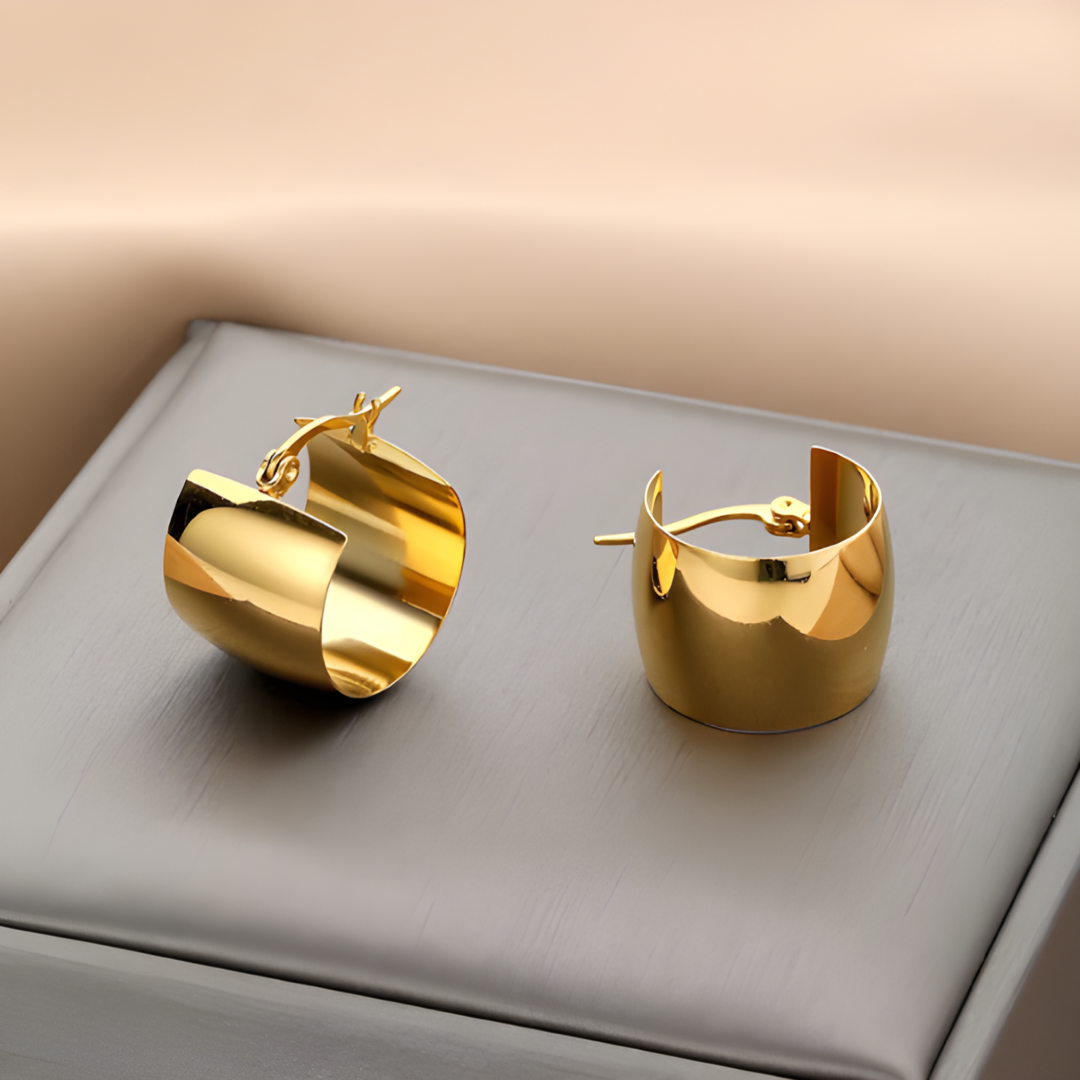 Ura 18K Gold Plated Huggie Chunky Statement Earrings Adascious Empire