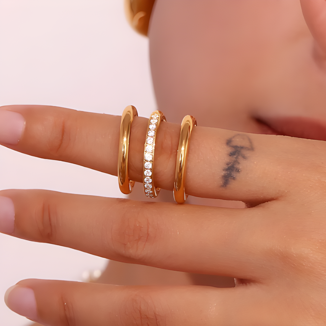 Mia Three Layer 316L Stainless Steel Ring