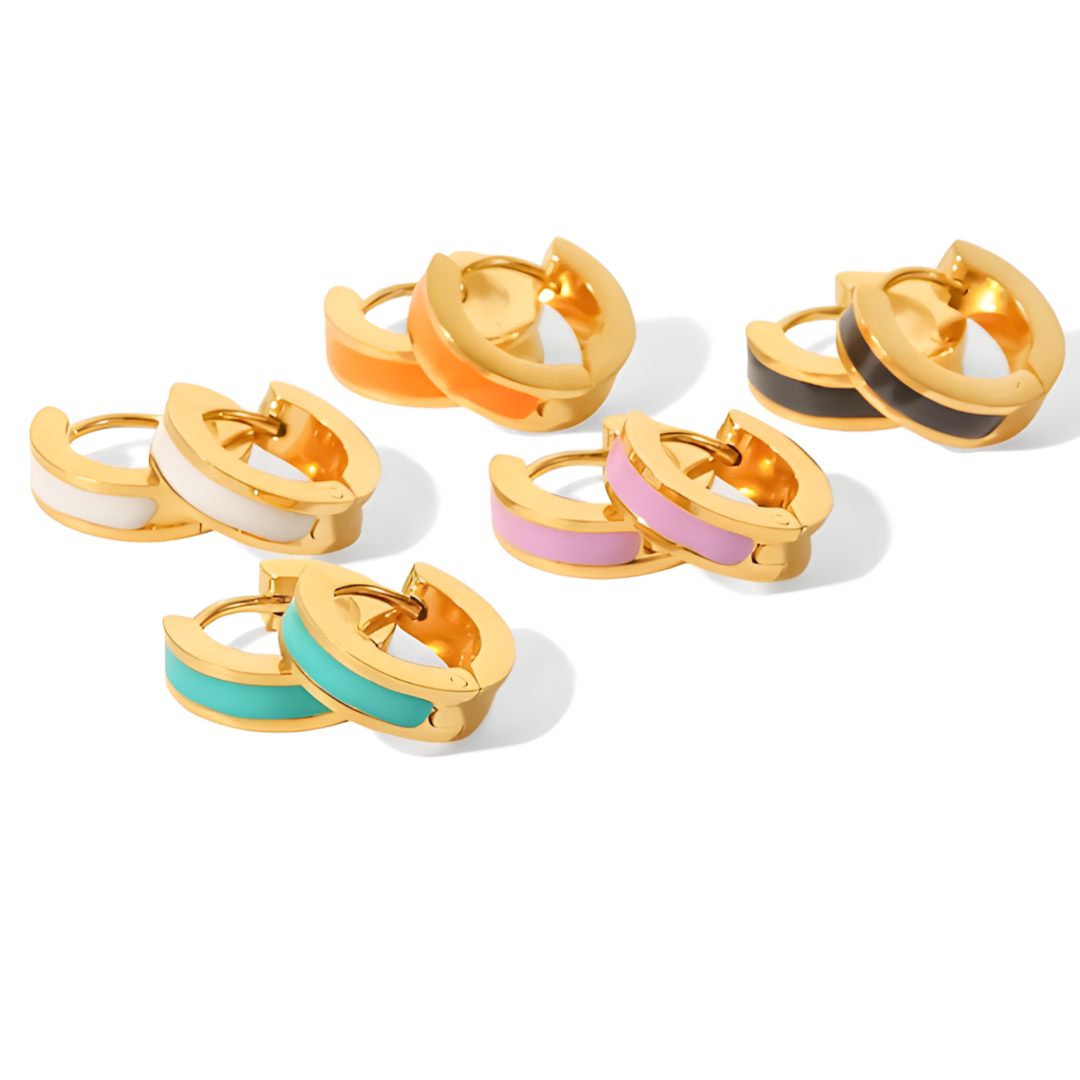 Enamel Gold Plated Stainless Steel Earing Adascious Empire
