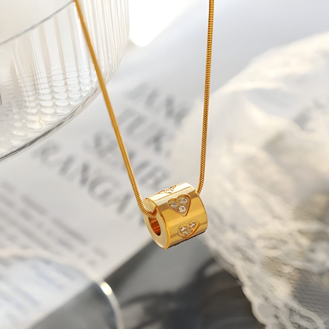 Cylinder Pendant 316L Zircon 18K Gold Plated Necklace Adascious Empire