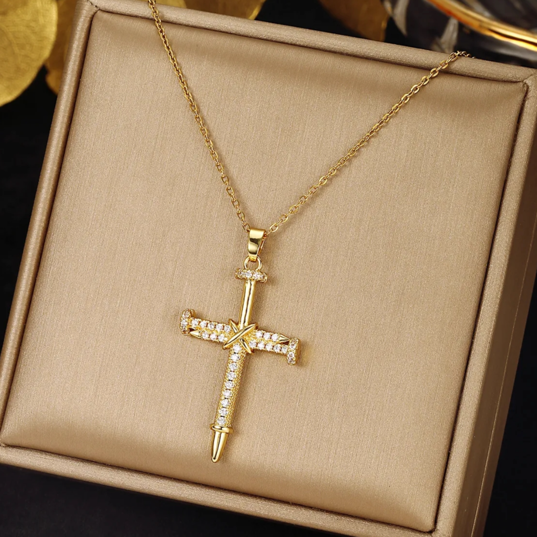 Isabel Gold Cross Necklace Adascious Empire