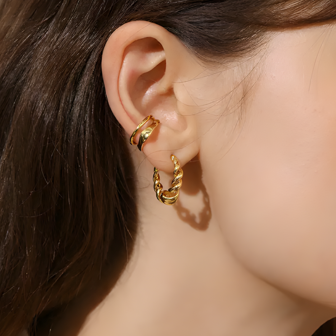 Ava Twisted 18k Gold Plated Hoops Adascious Empire