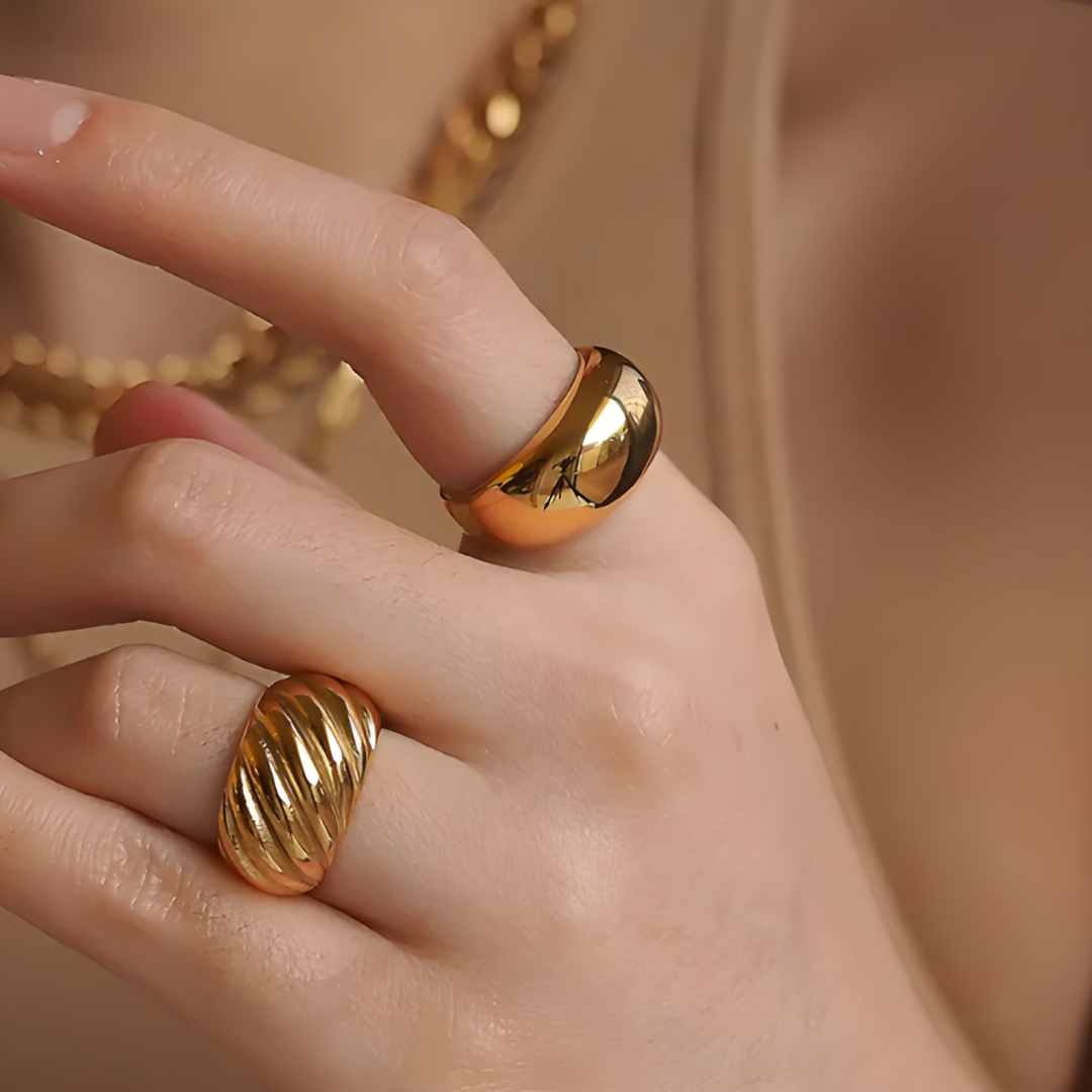 Chunky Croissant 18K Gold Plated Ring