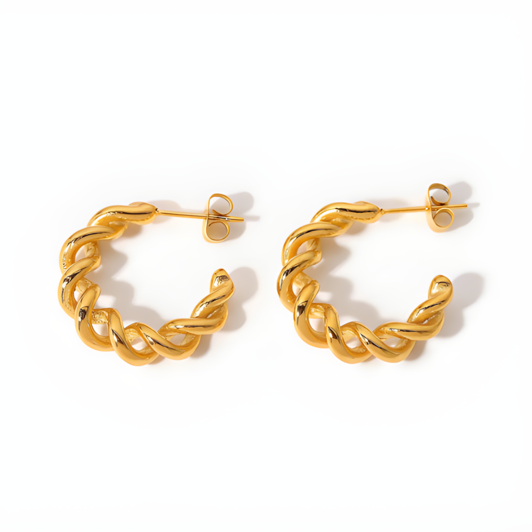 Ava Twisted 18k Gold Plated Hoops