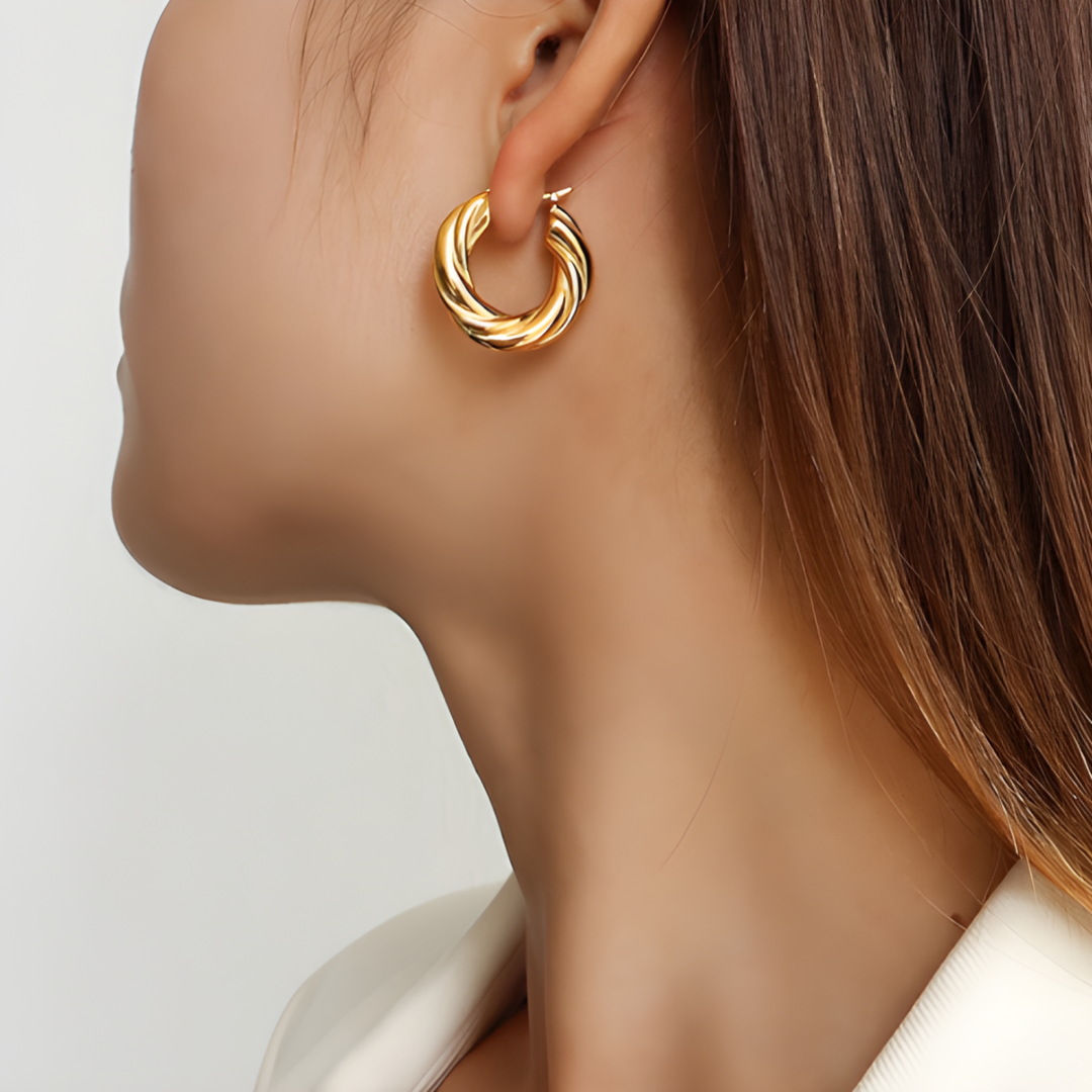 Nala Gold Circle Twisted Hoop Earrings Adascious Empire