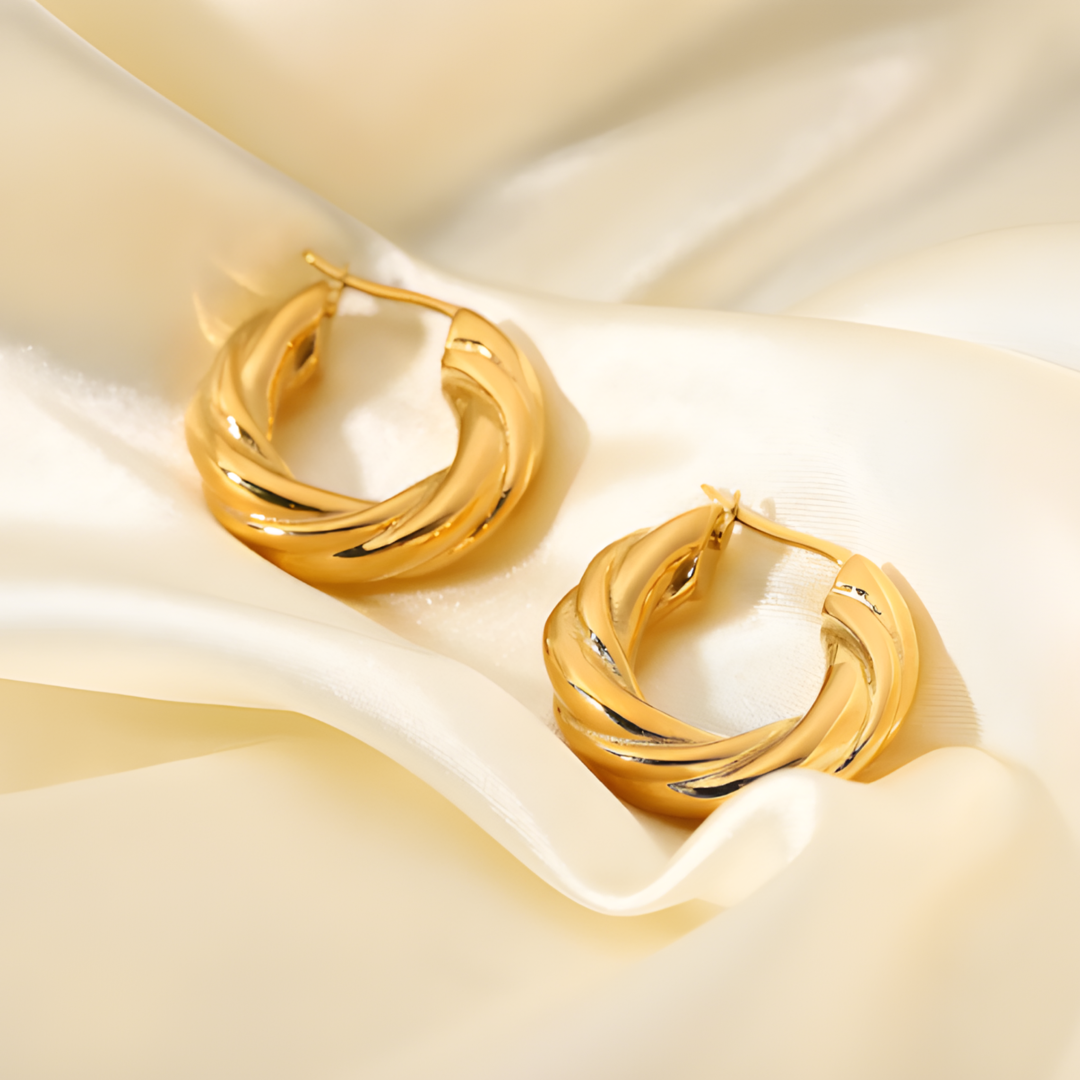 Nala Gold Circle Twisted Hoop Earrings Adascious Empire