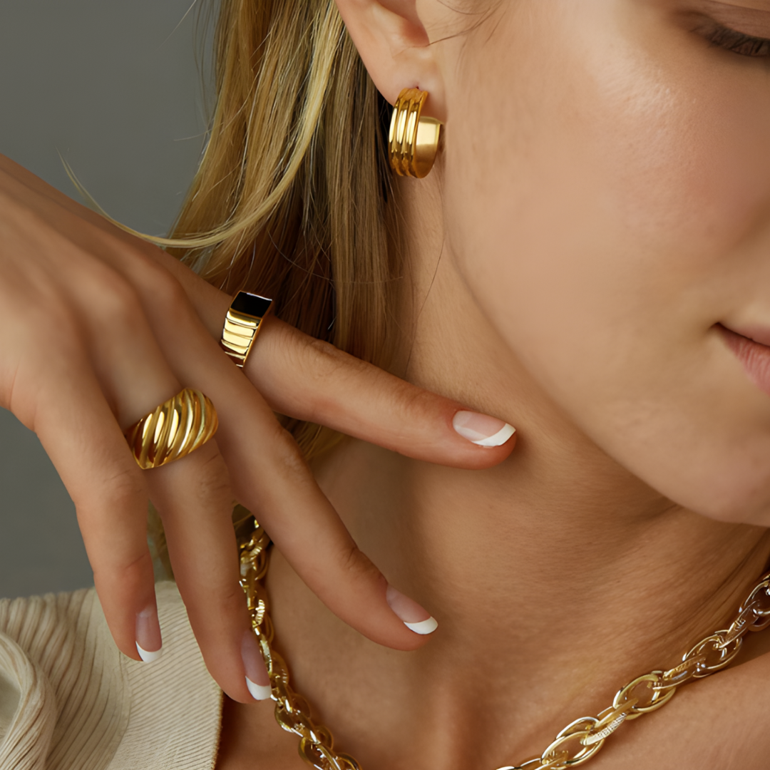 Chunky Croissant 18K Gold Plated Ring Adascious Empire