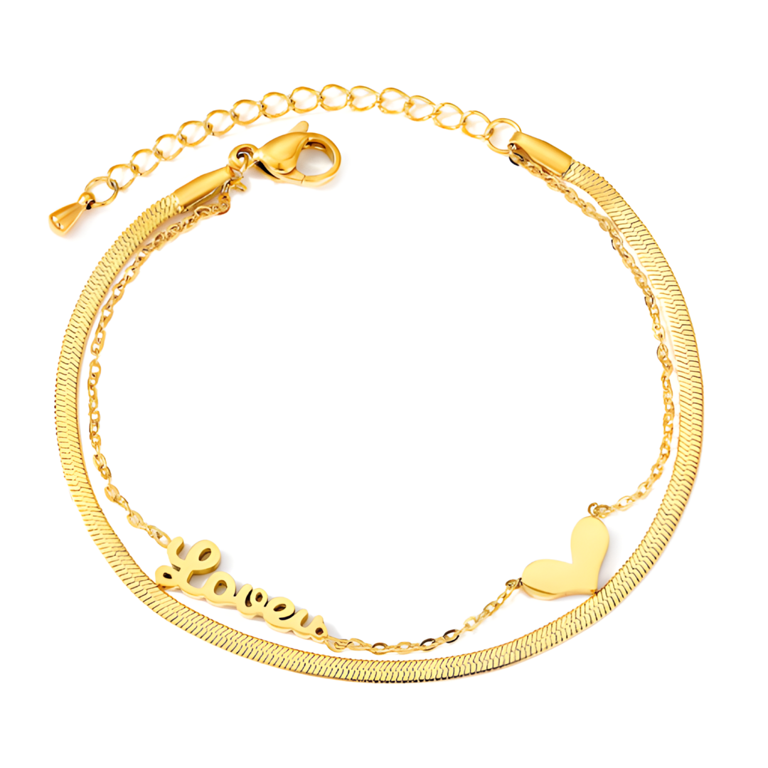 Heart shape Gold Cuban 316L Plated Stainless Steel Bracelet Adascious Empire