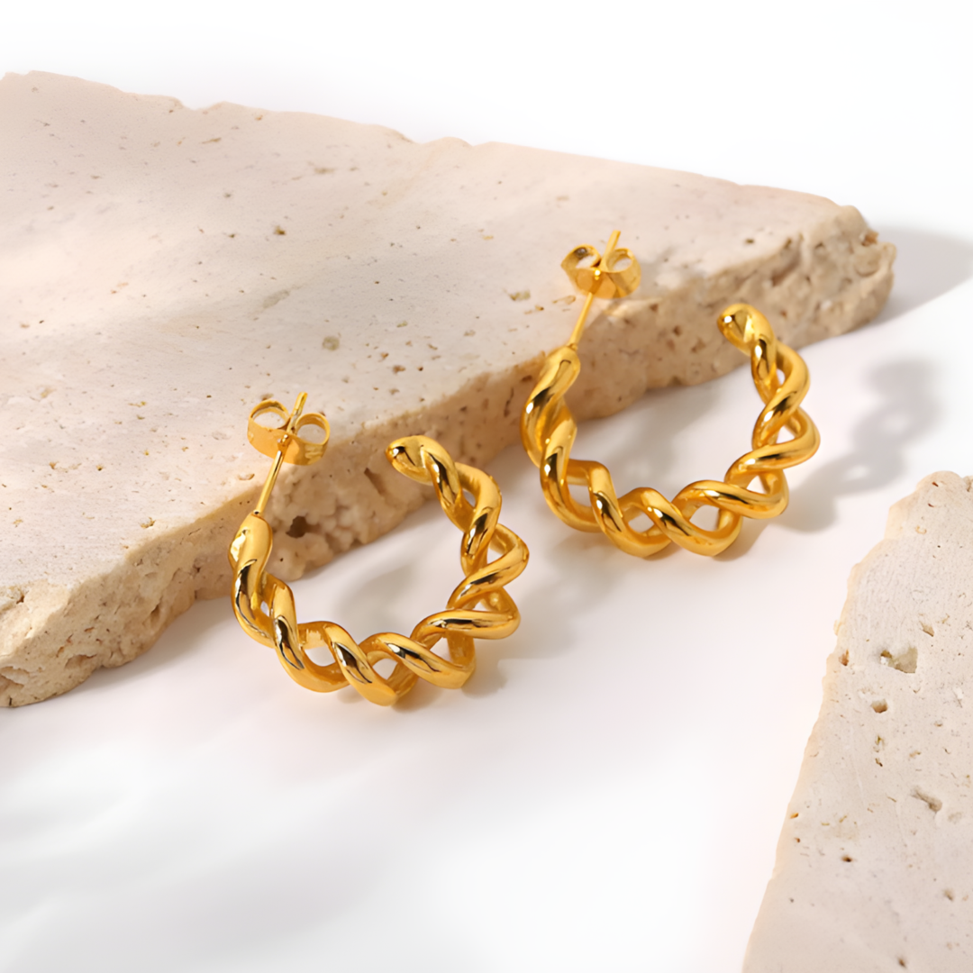 Ava Twisted 18k Gold Plated Hoops Adascious Empire