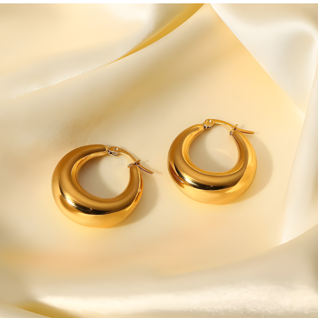 Lola 18K Gold Plated Huggie Chunky Statement Earrings Adascious Empire