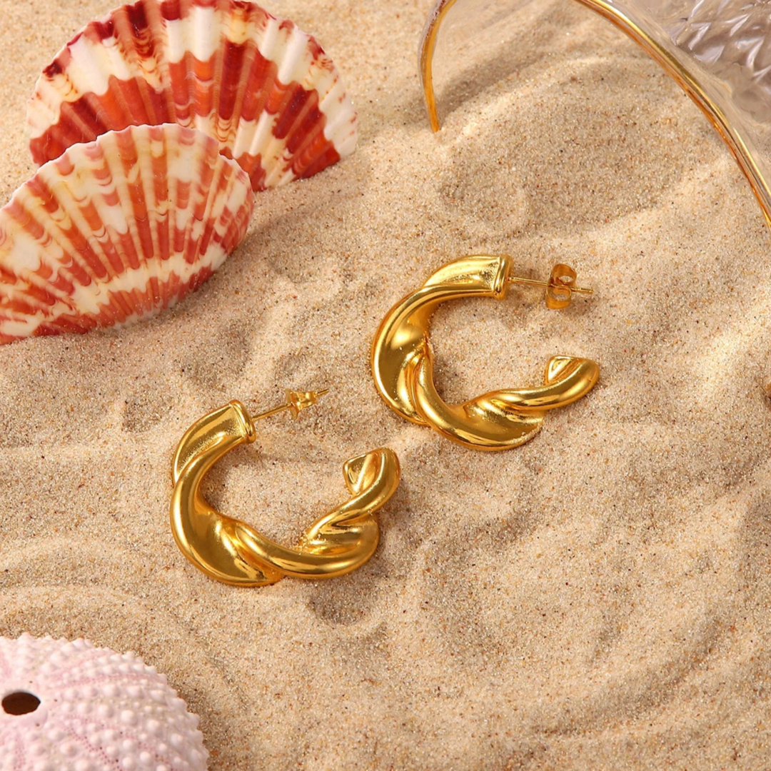 Charlotte Gold Irregular Texture C Earing Adascious Empire