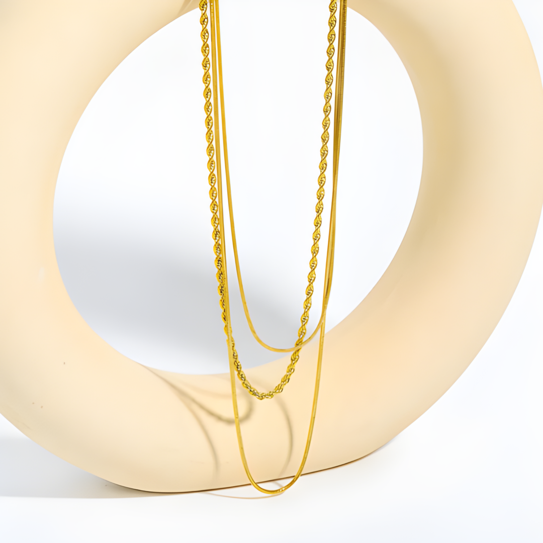 Sage 18k Gold Plated triple Necklace Adascious Empire