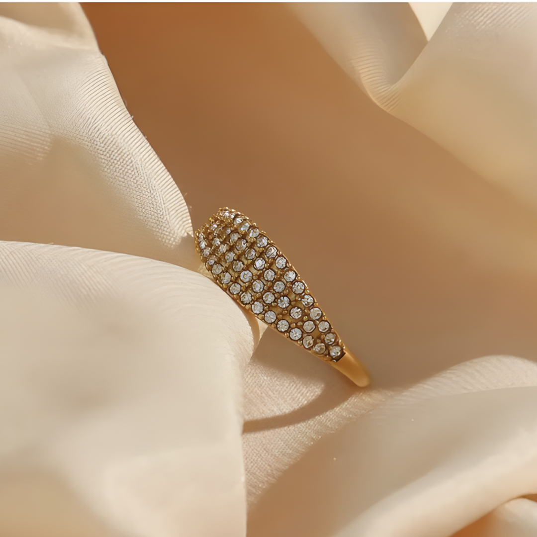 Crystal Small Zirconium 18K Gold Plated Ring Adascious Empire