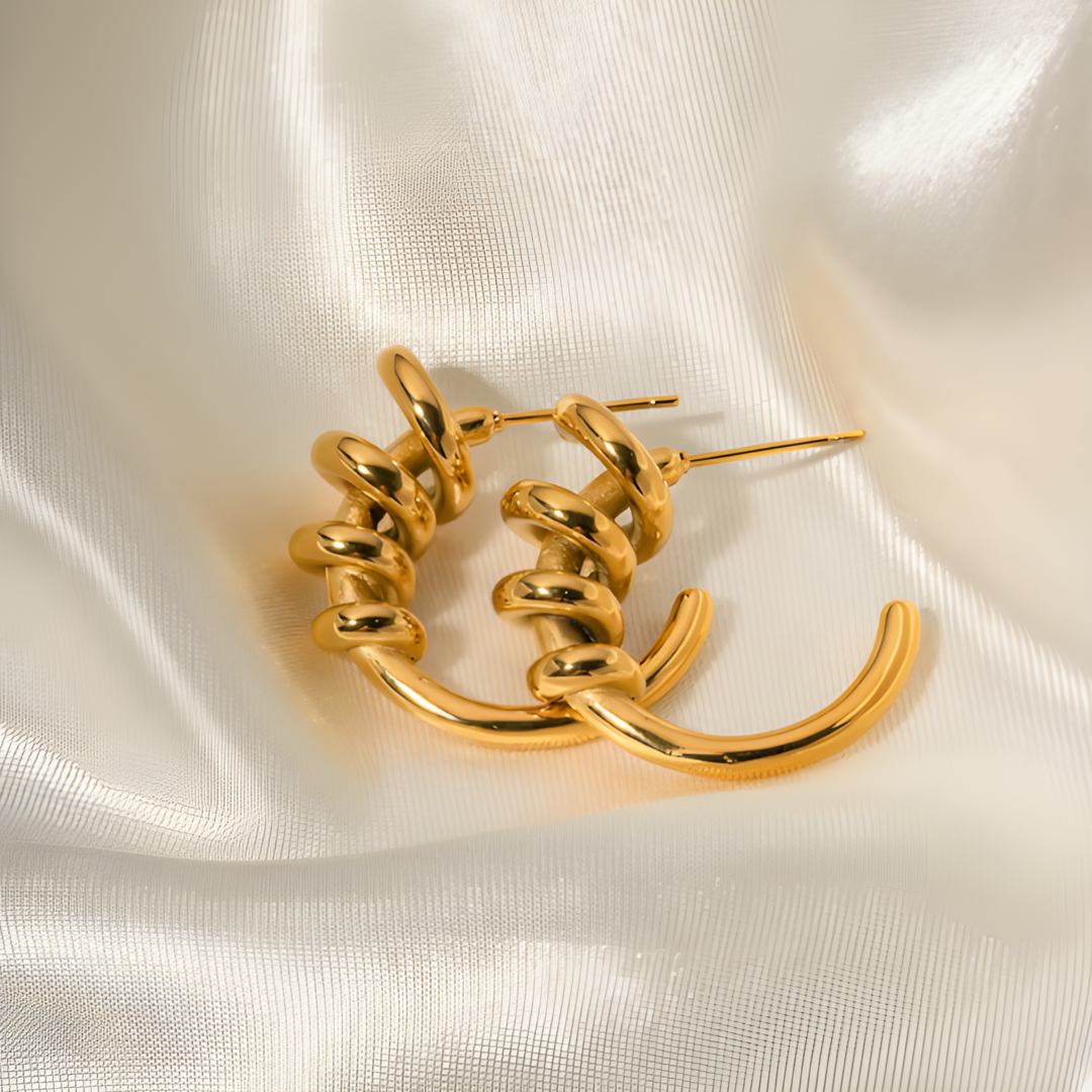 Vera Retro C Shaped 18k Gold Plated Stainless Steel Adascious Empire