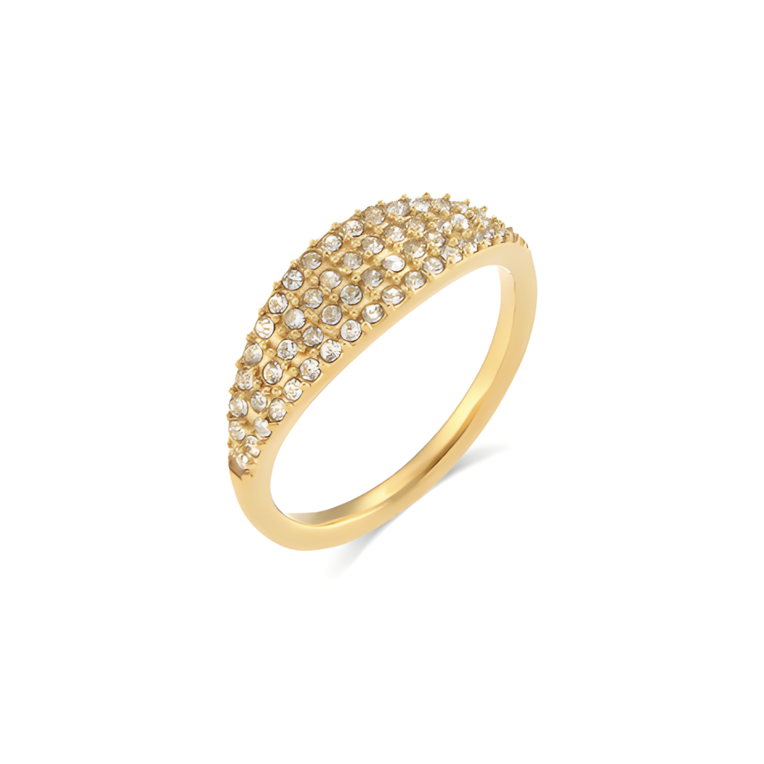 Crystal Small Zirconium 18K Gold Plated Ring Adascious Empire
