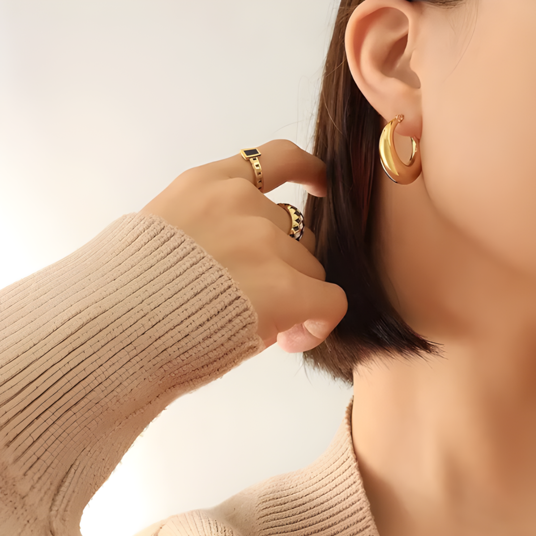 Lola 18K Gold Plated Huggie Chunky Statement Earrings Adascious Empire