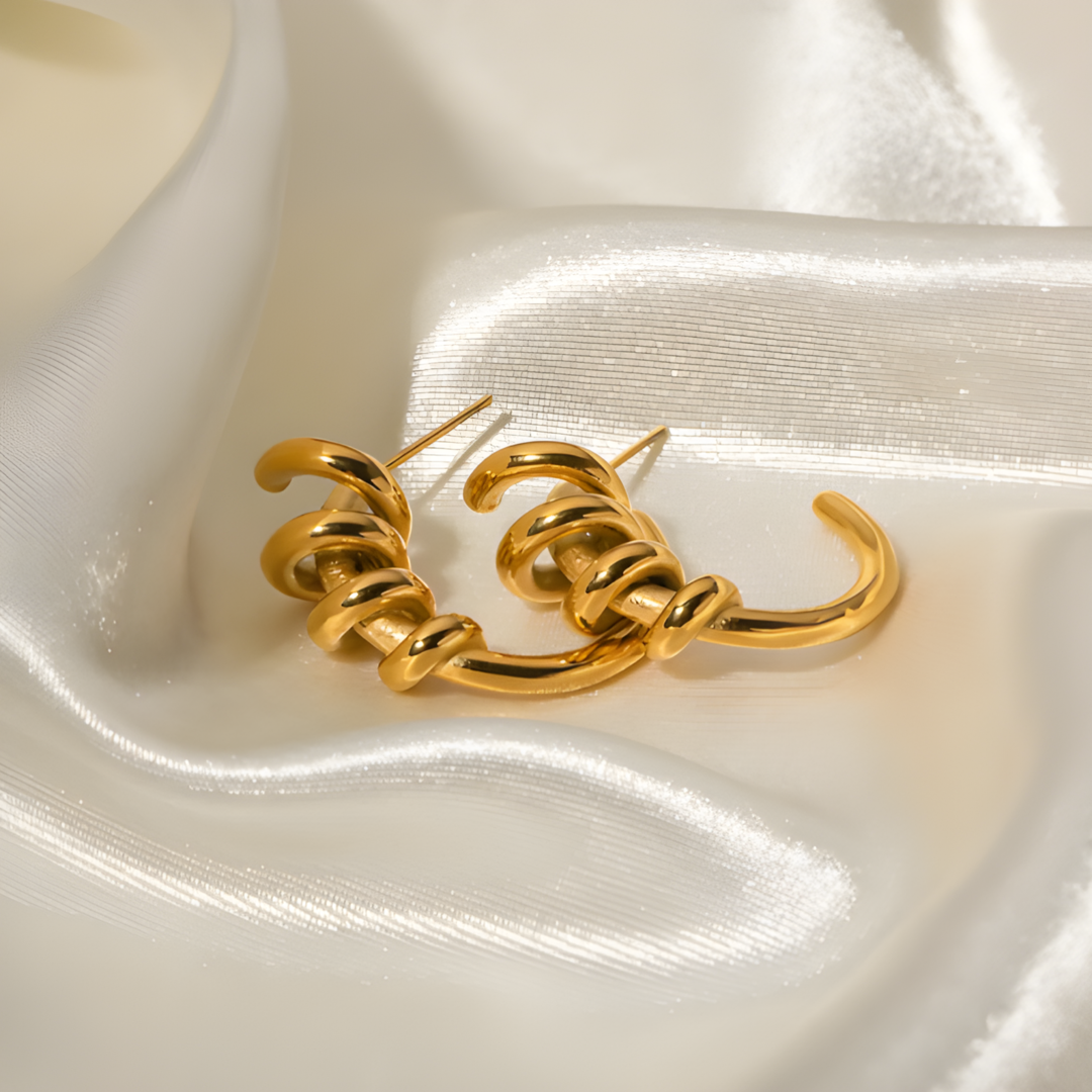 Vera Retro C Shaped 18k Gold Plated Stainless Steel Adascious Empire