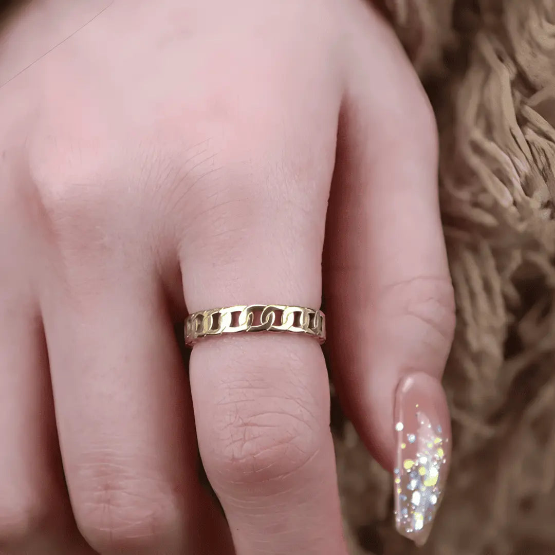 Remma Hollow Stainless Steel Cuban Chain Ring Adascious Empire