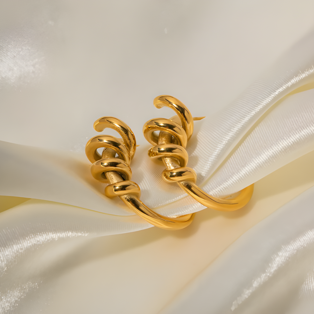 Vera Retro C Shaped 18k Gold Plated Stainless Steel Adascious Empire