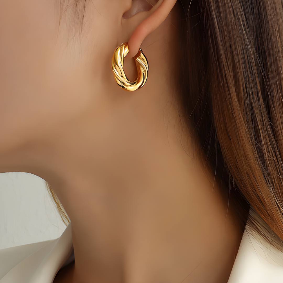 Nala Gold Circle Twisted Hoop Earrings Adascious Empire