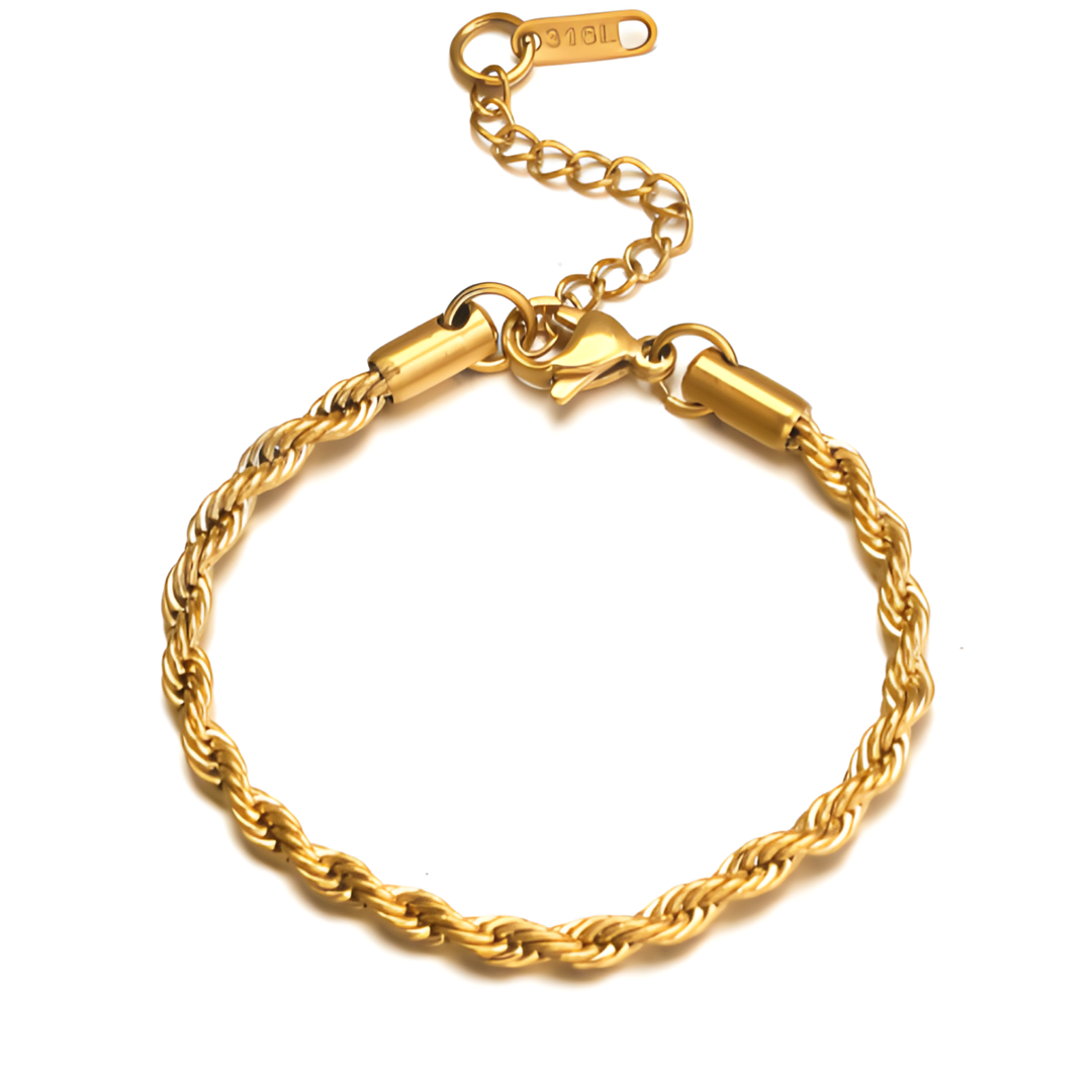 2mm Scarlett 18k Gold Twisted Chain Bracelet