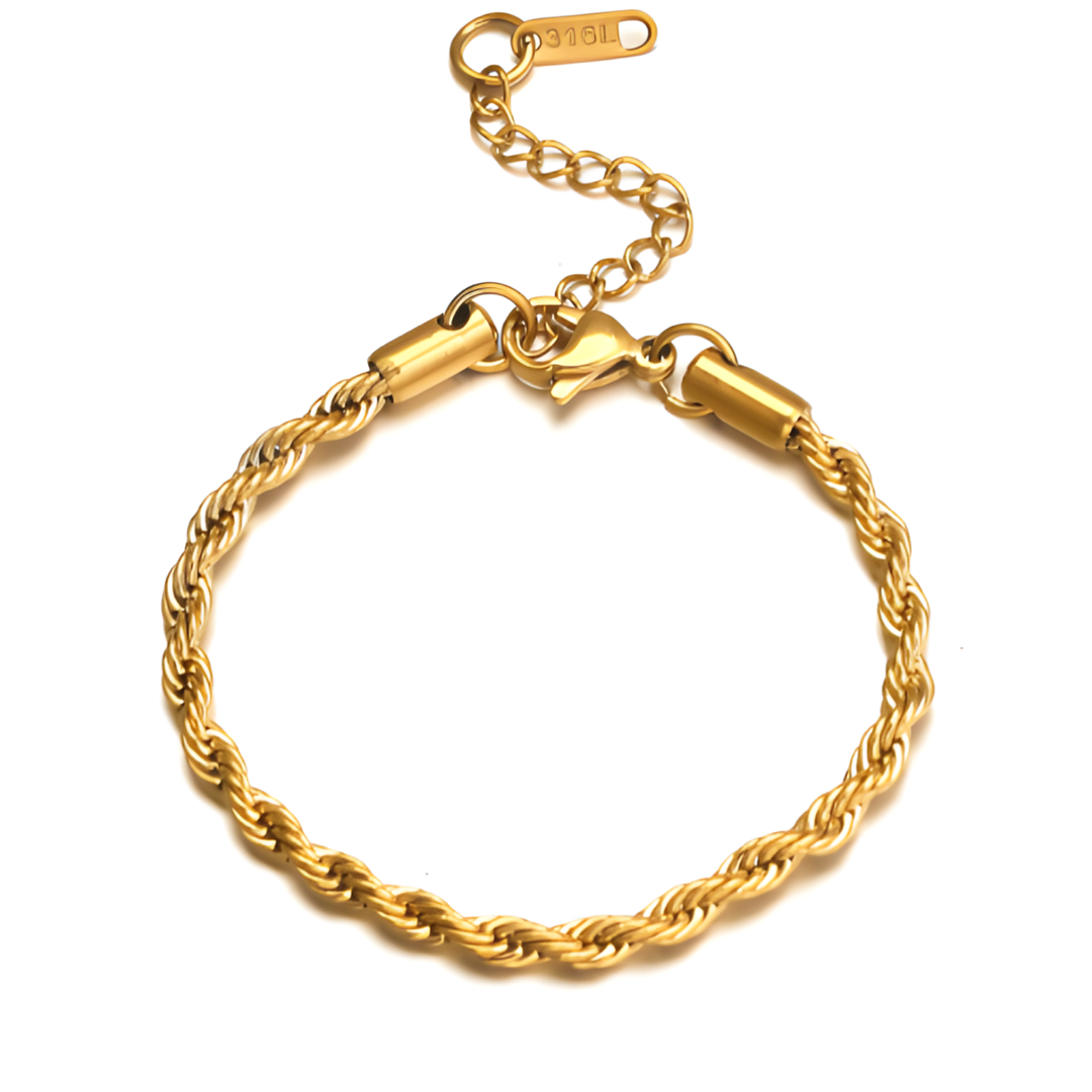 2mm Scarlett 18k Gold Twisted Chain Bracelet Adascious Empire