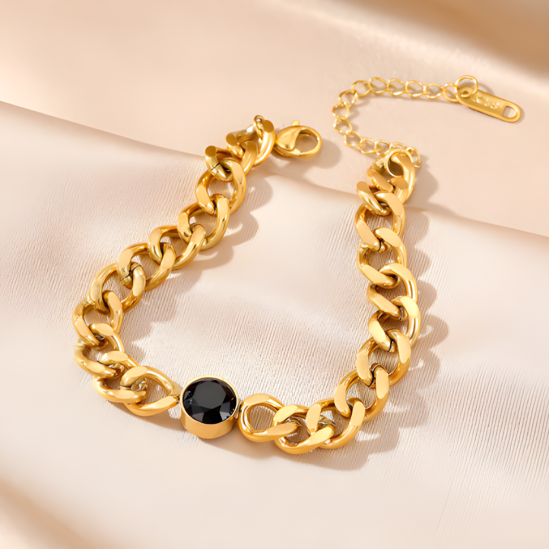 Black Dot Gold Cuban 316L Plated Stainless Steel Bracelet Adascious Empire