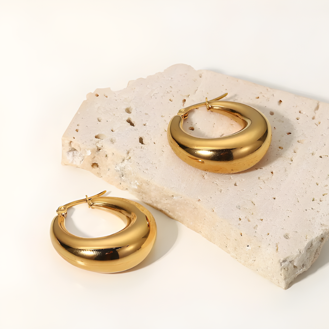 Lola 18K Gold Plated Huggie Chunky Statement Earrings Adascious Empire