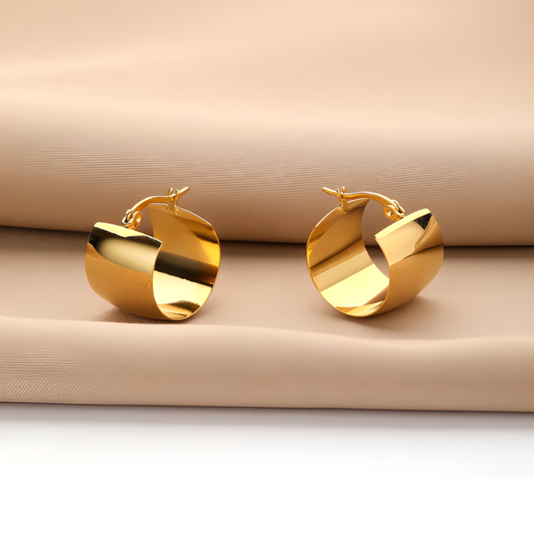 Ura 18K Gold Plated Huggie Chunky Statement Earrings Adascious Empire