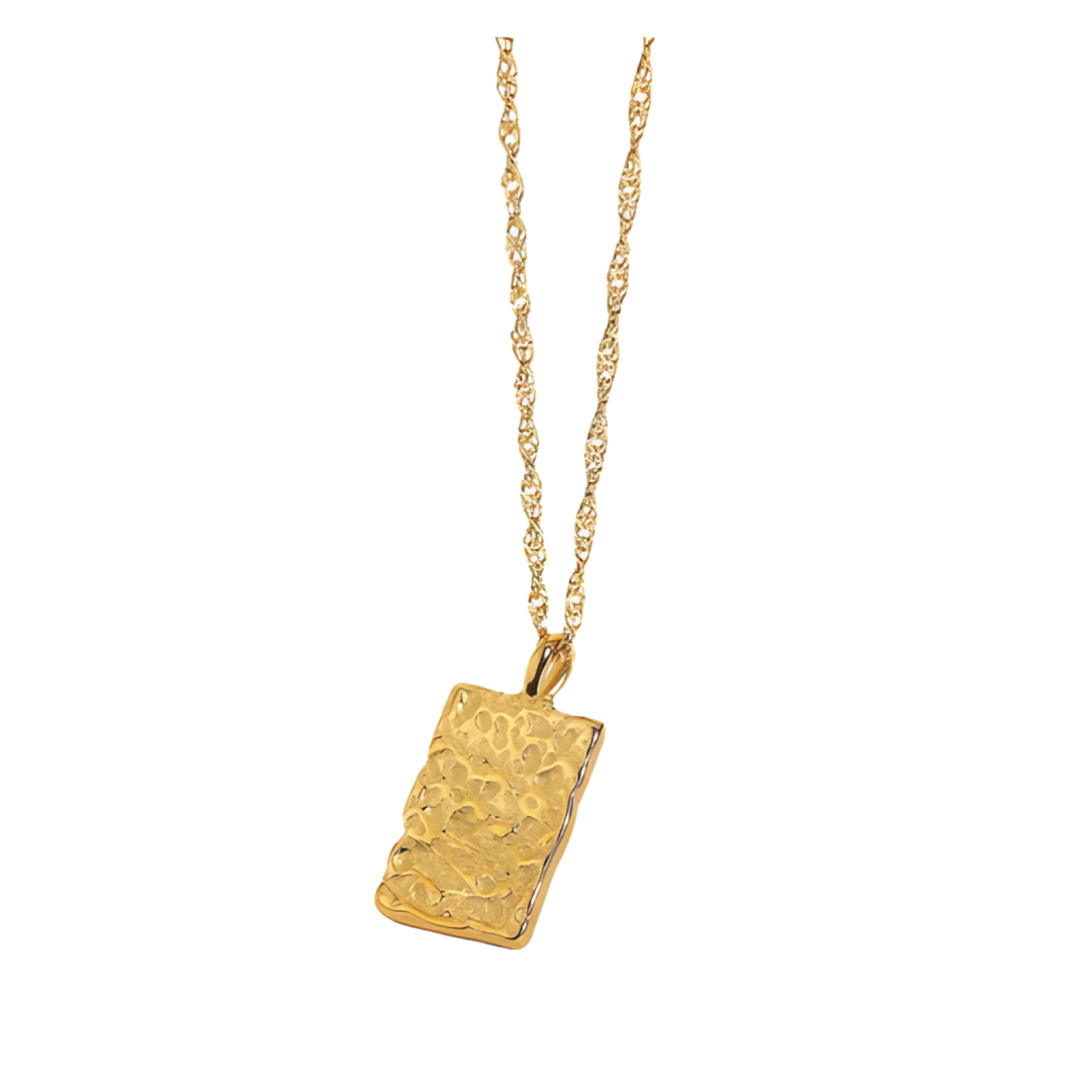 Square Pendant 18k Gold Plated Bump Necklace Adascious Empire
