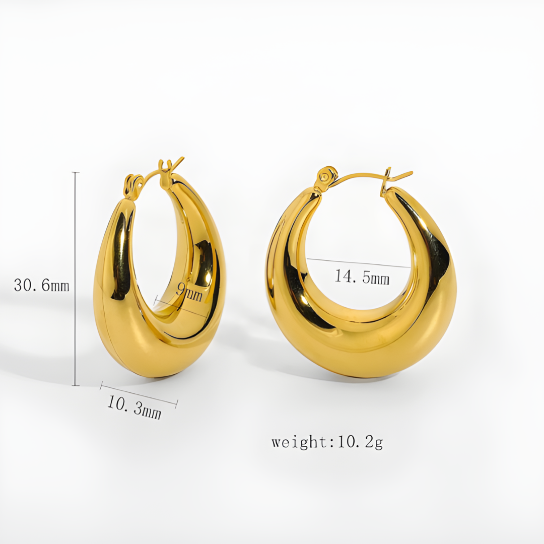 Lola 18K Gold Plated Huggie Chunky Statement Earrings Adascious Empire