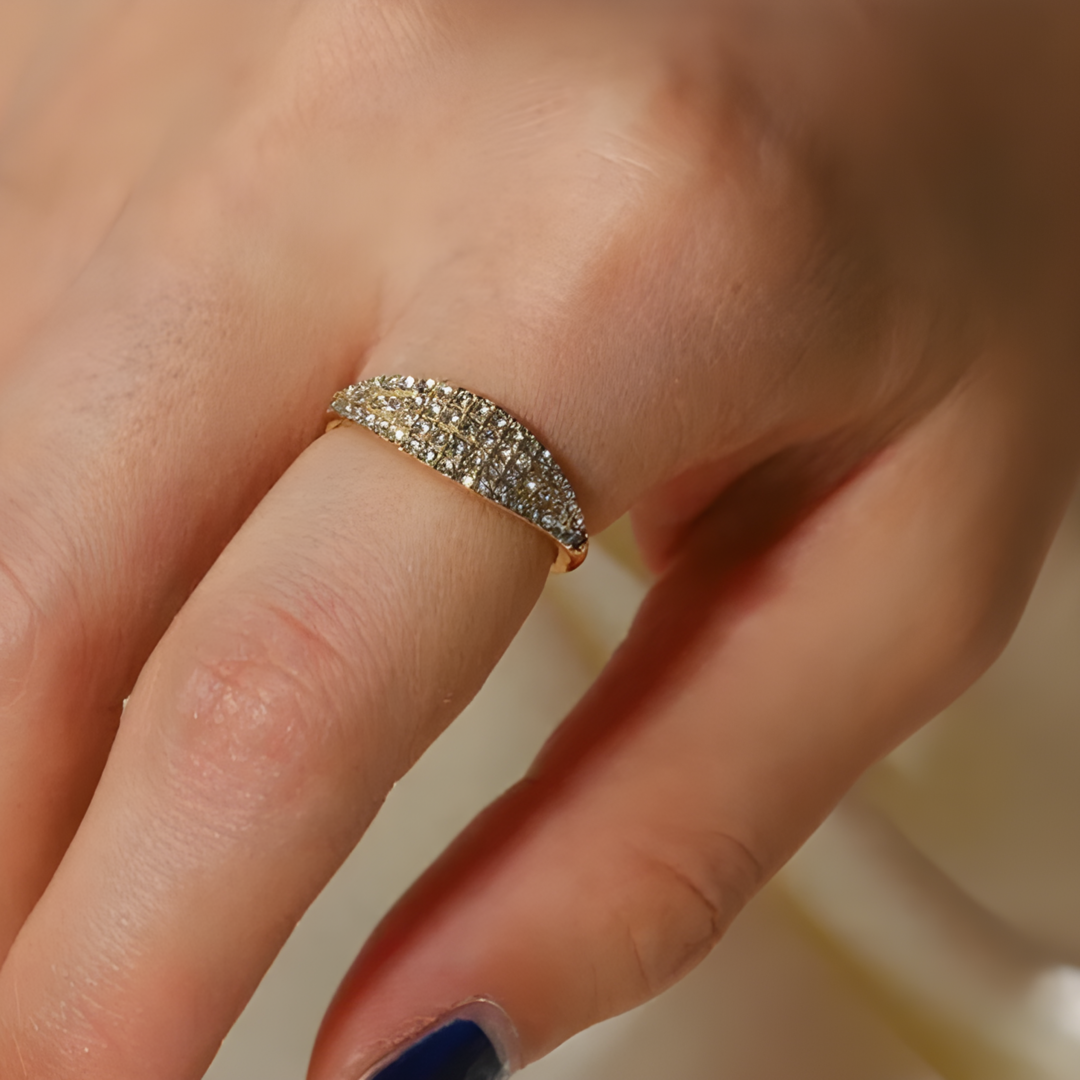 Crystal Small Zirconium 18K Gold Plated Ring Adascious Empire