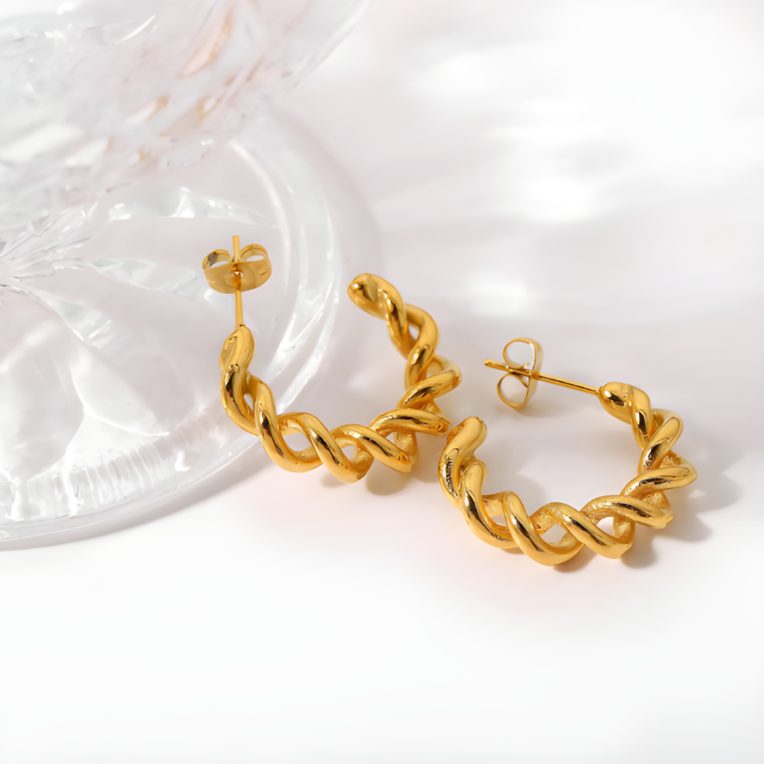 Ava Twisted 18k Gold Plated Hoops Adascious Empire