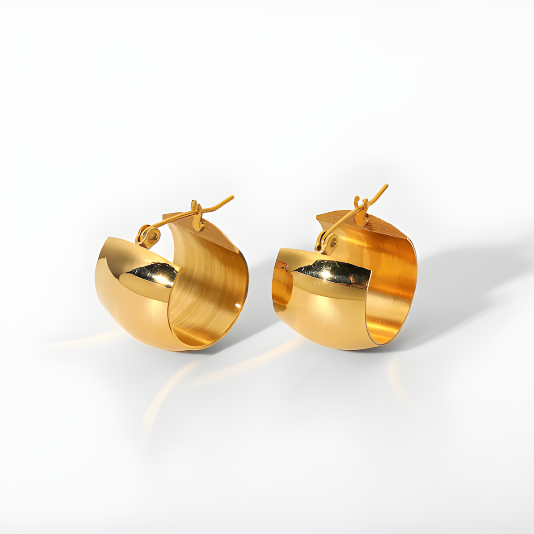 Ura 18K Gold Plated Huggie Chunky Statement Earrings