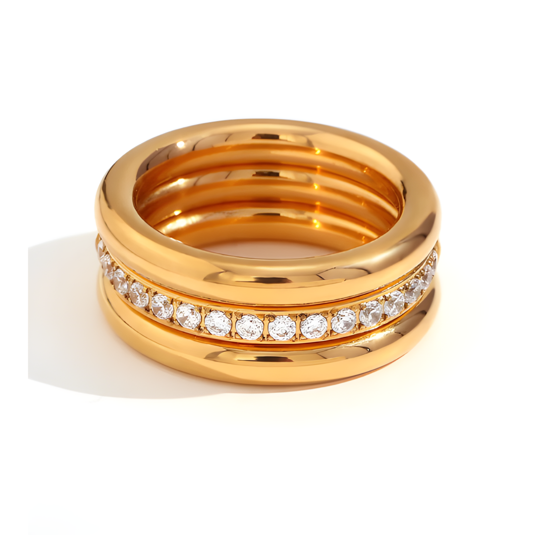 Mia Three Layer 316L Stainless Steel Ring