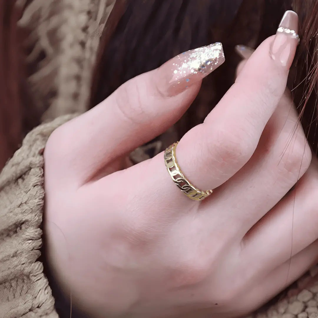 Remma Hollow Stainless Steel Cuban Chain Ring Adascious Empire